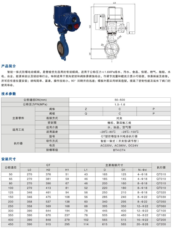 防爆电动调节蝶阀